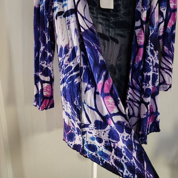 Alberto Makali Open Front Cardigan Overlay Patterned Top Size Medium - Picture 4 of 7